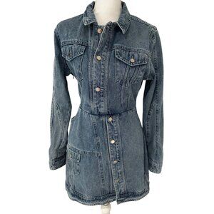 Manière De Voir Dress Womens Size 8 Denim Asymmetrical Button Front Cotton